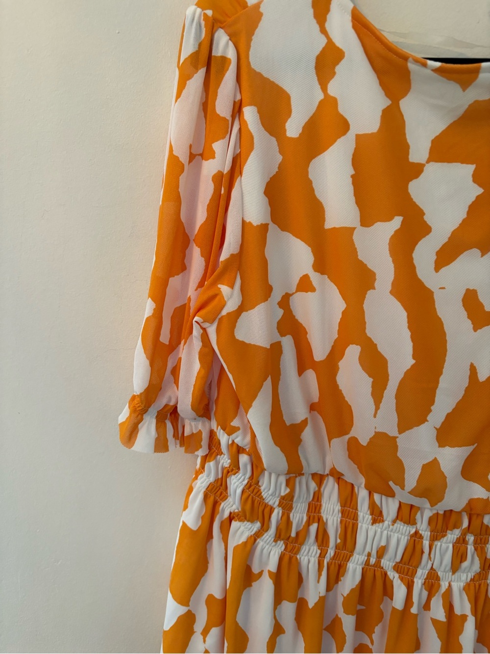 Ava & Viv XXL Orange Abstract Print Peplum V-Neck Blouse NWT Short Sleeve Top - Picture 8 of 11